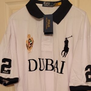 Ralph Lauren White and Black Polo Shirt with Dubai Theme